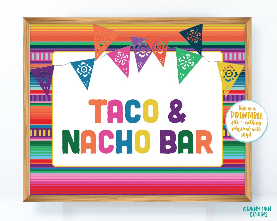 Taco and Nacho Bar Sign Taco Bar Nacho Bar Printable Fiesta | Etsy
