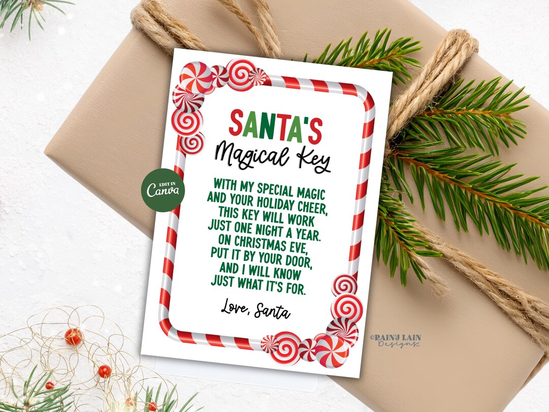 Santa's Magic Key Tag Template, Printable Christmas Eve Box Magical Key ...