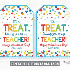 Valentine Treat Tag, Valentine&#39;s Day Teacher Tag, Student Valentine Appreciation Gift Favor Kids Co-Worker Staff From Teacher Sweets