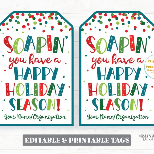 Soapin you have a Happy Holiday Season Tags Christmas Soap Gift Appreciation Handmade Staff Teacher Hand Soap Dish Soap Secret Exchange