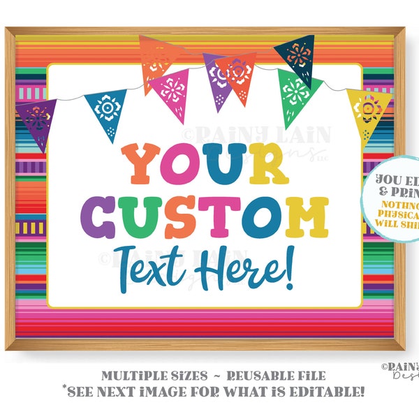 Custom Fiesta Sign Editable Serape Decorations Theme Welcome Fiesta Ideas Printable Fiesta Sign Poster Banner Birthday Shower Graduation