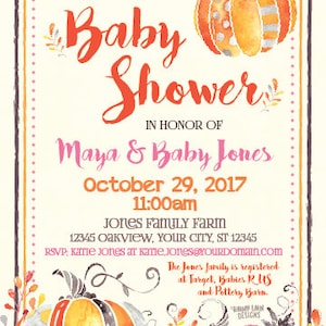 Fall Baby Shower Invitations Baby Shower Invitations Girl - Etsy