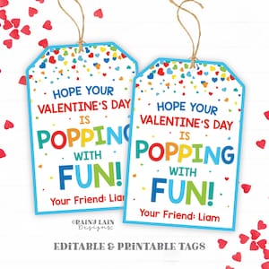 Popping mit lustigen Valentine Tag, Pop Fidget Spielzeug, Valentinstag Geschenk, Popcorn, Klassenzimmer druckbare Kinder bearbeitbare nicht Süßigkeiten digitaler Download