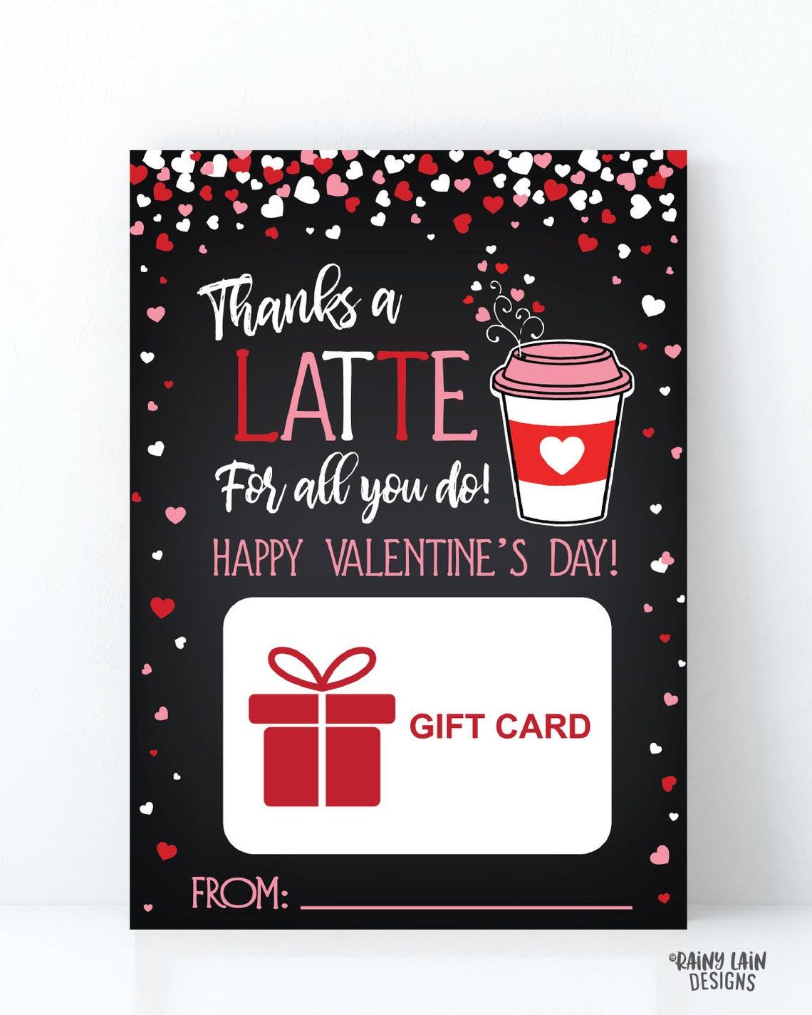 Thanks a Latte Valentine's Day Gift Card Holder Printable Etsy