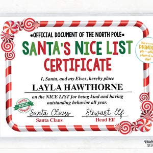 Certificato di Babbo Natale, Certificato Nice List di Babbo Natale, Lettera da Babbo Natale, Kit di Babbo Natale stampabile di Natale, Approvato da Babbo Natale, Elenco Nice ufficiale