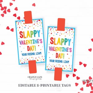 Braccialetto Slap Valentine, etichetta Slappy Valentine's Day, etichetta Slappy Valentine per la scuola materna, stampabile per bambini, etichette Slappy Valentine senza caramelle