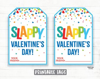Slappy Valentine's Day Tags, Slap Bracelet Valentine Slap Bracelet, Preschool Classroom Kids Valentines Printable Non-Candy Valentine Tag