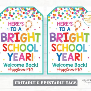 Bright School Year Printable Tag Lightbulb Welcome to 1st Grade First Day 2nd Back to School Teacher Student PTO Principal Editable