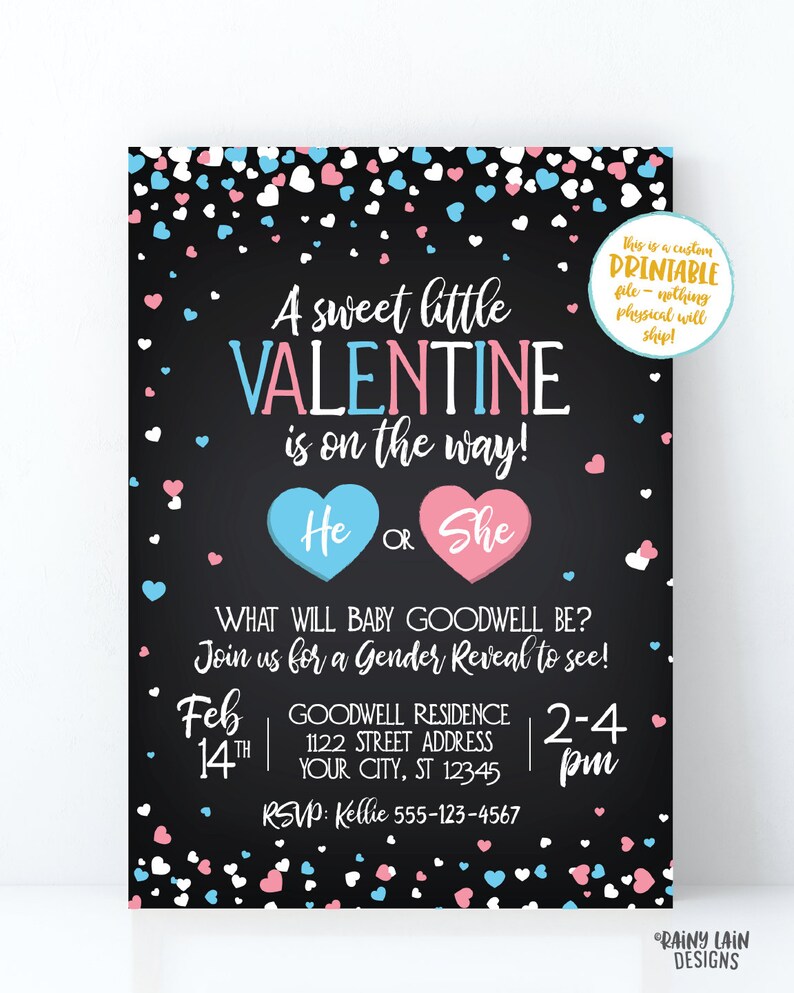 Valentine's Day Gender Reveal Invitation Little Valentine Etsy