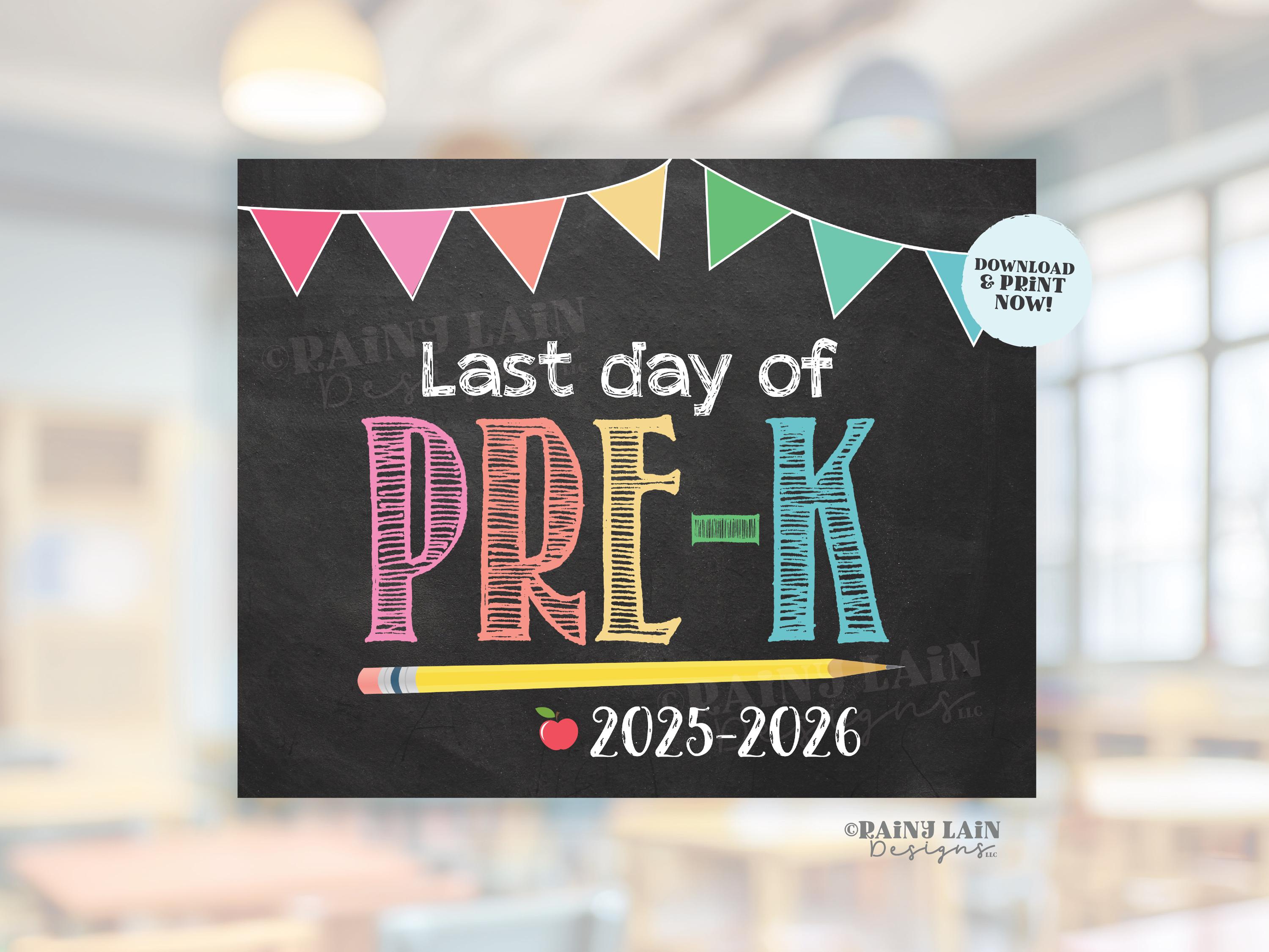 First Day of Pre-k Sign Girl Printable First Day of School Sign Back to ...