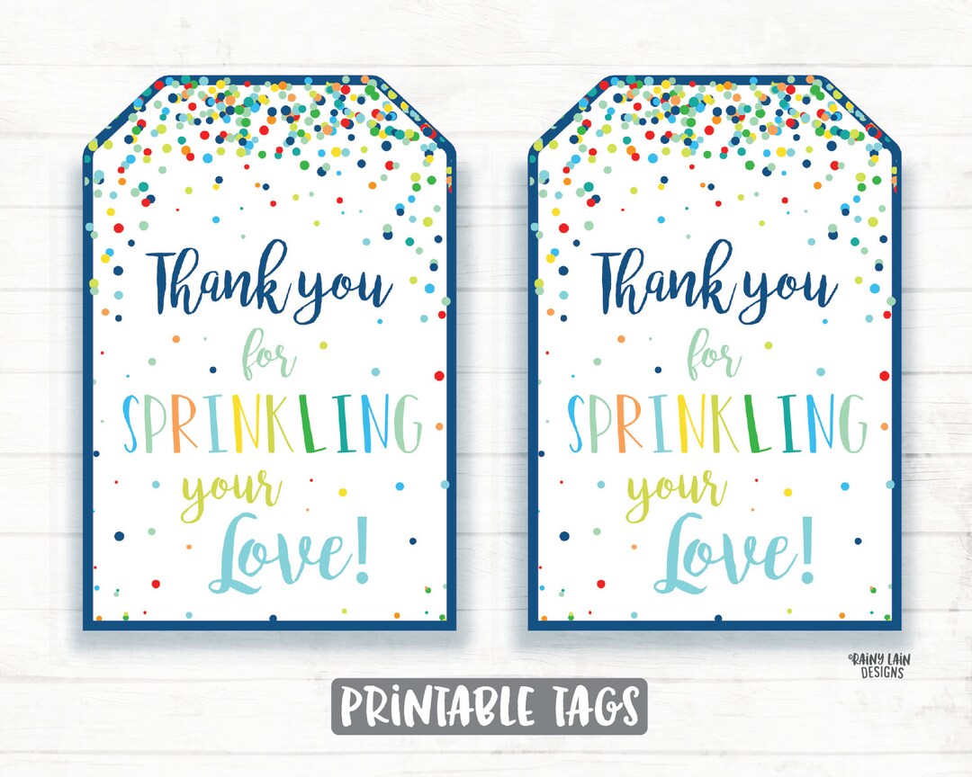 Baby Sprinkle Thank You Tags, Boy Baby Sprinkle Favor Tags, Mint, Navy ...