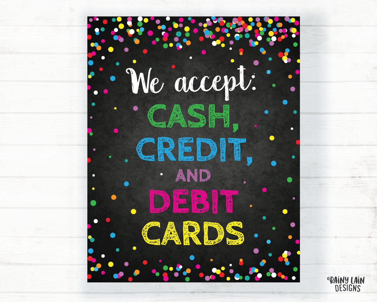 We Accept Credit and Debit Cards Sign Cookie Booth Printable Etsy