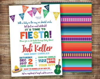 Baby Shower Invitations Fiesta, Fiesta Baby Shower invite, garçon Baby Shower invitation, Fiesta mexicaine, Sombrero, Serape, Baby Shower idées