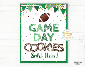 Game Day Cookies Sold Here Sign, Football Cookies, Super bowl, Cookie Printable, Cookie Booth Printable, Cookie Sign, Bake Sale