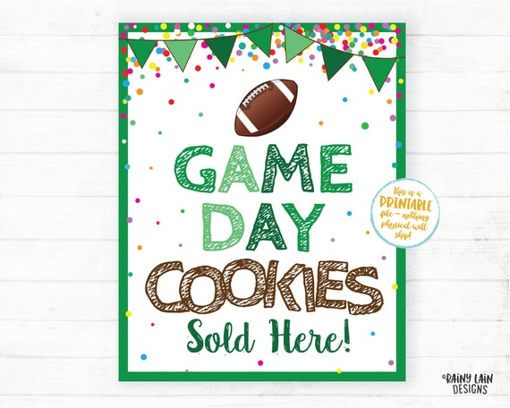 Game Day Cookies Sign, Football, Super Bowl Printable (Digital Download)