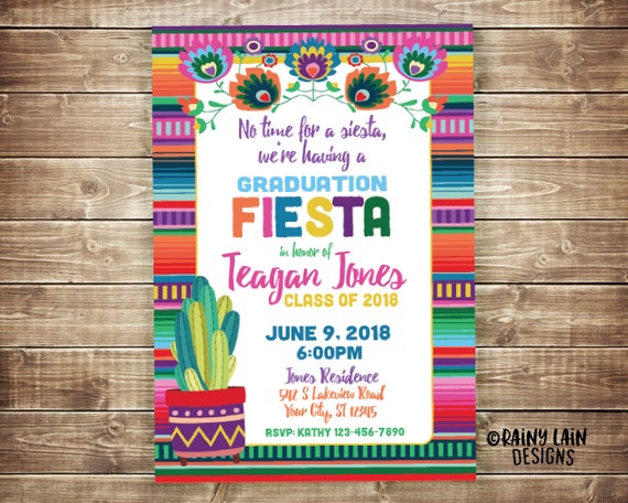 Fiesta Graduation Invitation Printable Fiesta Invite Fiesta Etsy