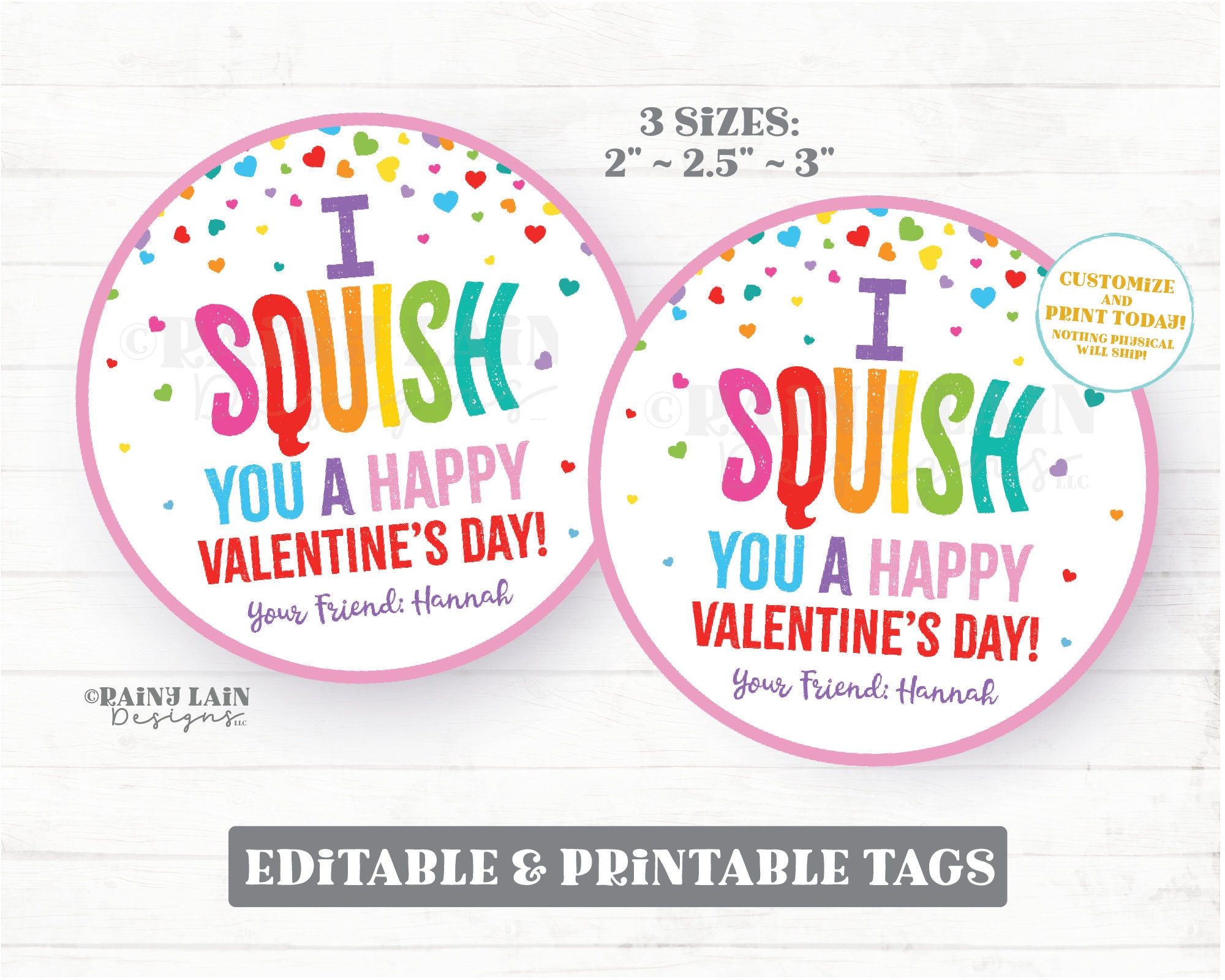 I squish you a happy Valentine's day, Squishy Toy Squishee Squishies Valentine Squeeze Preschool Classroom Printable Kid Non-Candy Valentine