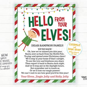 Olá dos seus Elfos, Carta de Olá dos Elfos, Carta dos Elfos de Natal, Imprimíveis Editáveis dos Elfos, Carta dos Elfos de Natal, Saudações dos Elfos Retorno dos Elfos