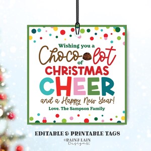 Choco-Lot Gift Tag, Editable Christmas Chocolate Candy Staff Teacher Holiday Appreciation Favor School, Printable
