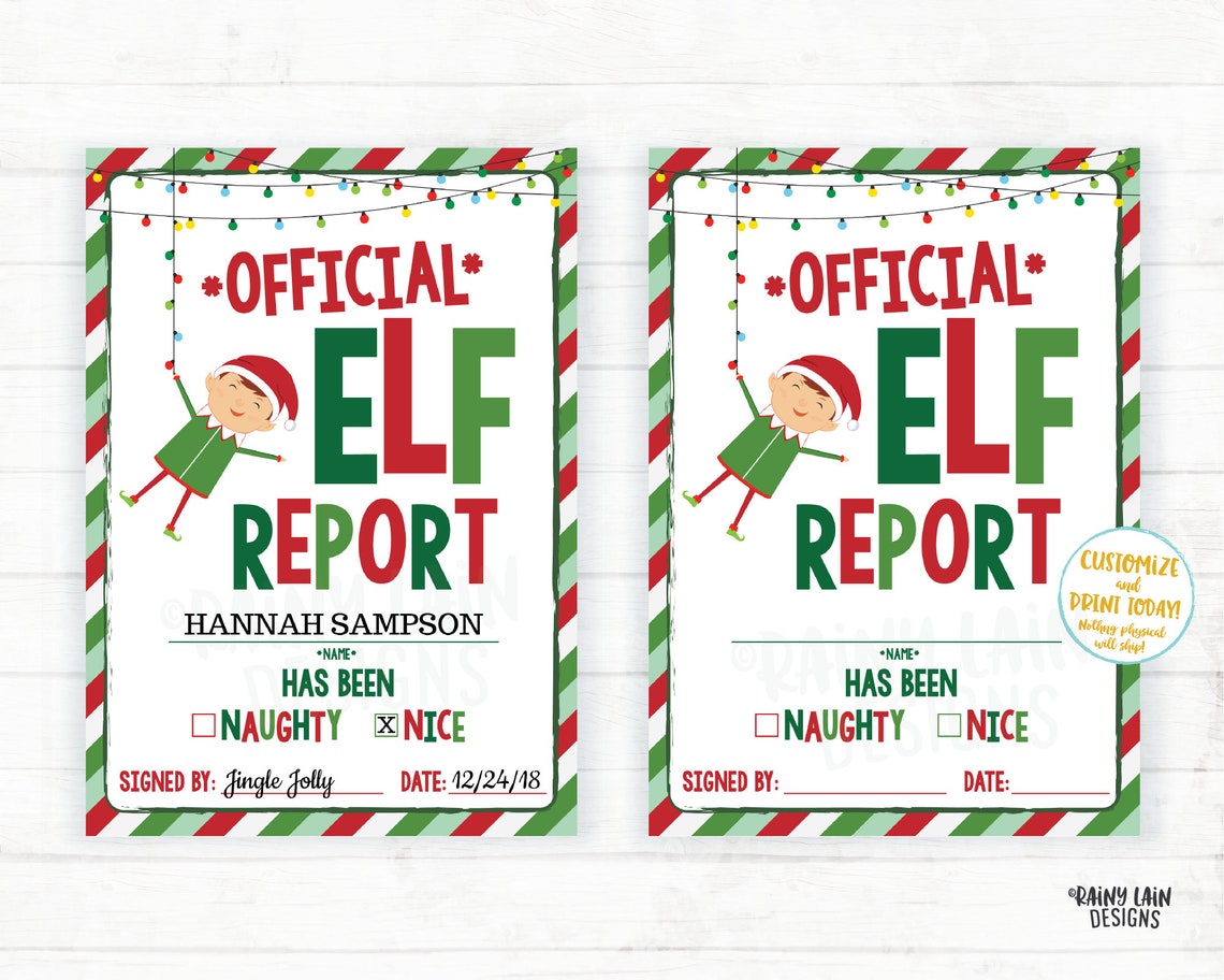 Editable Elf Report Printable Elf Report Card Official North Etsy