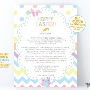 Carta editable del Conejito de Pascua, Carta del Conejito de Pascua, Búsqueda del tesoro de Pascua imprimible, Imprimibles de búsqueda de huevos de Pascua imprimibles de Pascua