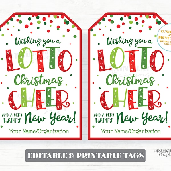 Christmas Lotto Tags Wishing you a Lotto Cheer and a Happy New Year Lottery Holiday Gift Tag Staff Appreciation Friend Co-Worker Teacher