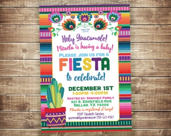 Holy Guacamole Baby Shower Invitation, Fiesta Baby Shower Invites, Gender Neutral Baby Shower Invite, Mexican Fiesta, Serape, Cactus, Floral