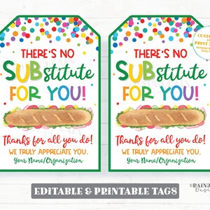 Er is geen vervanging voor u Sub Sandwich Cadeaukaartje Bedankt Waardeer Waardering van medewerkers Bedrijfspersoneel Bedrijfsdirecteur PTO School
