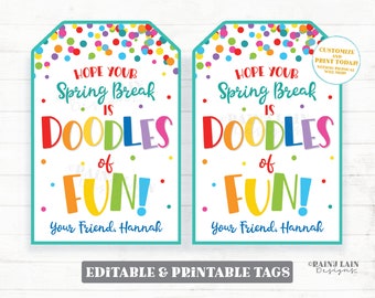Doodles of Fun Tag Spring Break Skizzenspiel Zeichenblock Ostergeschenk Vorschule Klassenzimmer Printable Kinder Non-Candy Vom Schüler Vom Lehrer