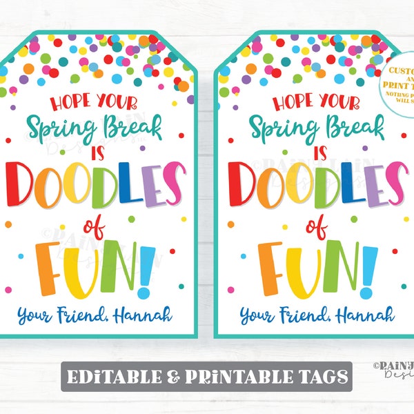 Doodles of Fun Tag Spring Break Sketch Game Drawing Pad Easter Gift Preschool Classroom Printable Kids Non-Candy From Student From Teacher