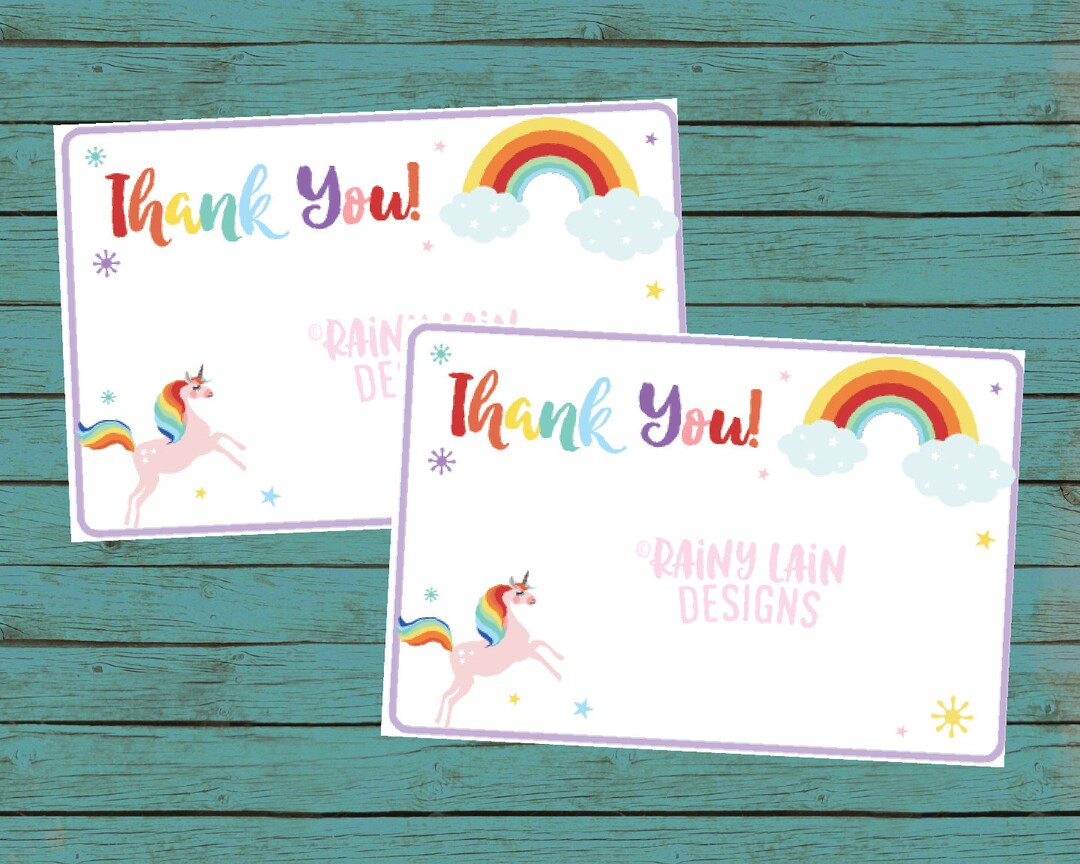 Unicorn Thank You Card Unicorn Thank You Note Printable - Etsy