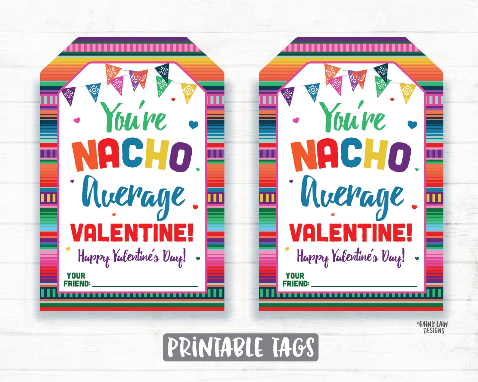 Nacho Average Valentine Chips Valentine Tags Preschool | Etsy