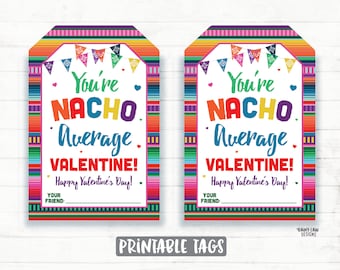 Etiquetas para papas fritas de San Valentín de Nacho Average, sarape (imprimibles)