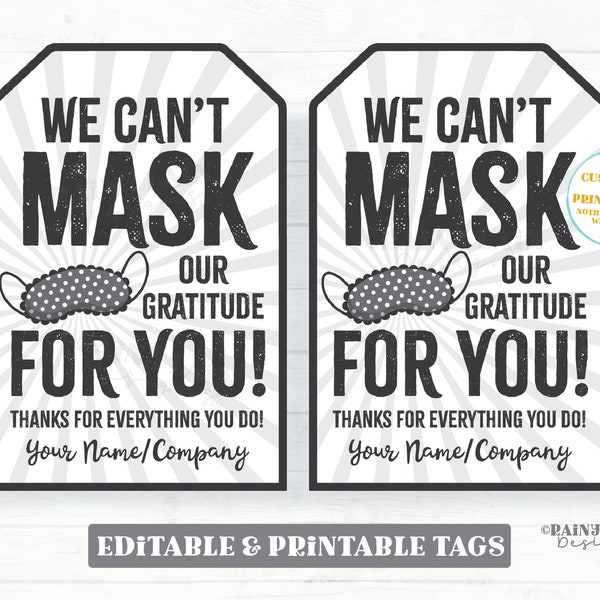 Can't Mask Our Gratitude For You Sleep Mask Gift Tag Spa Beauty Sleep Employee Appreciation Company Staff Teacher PTO Co-worker Friend