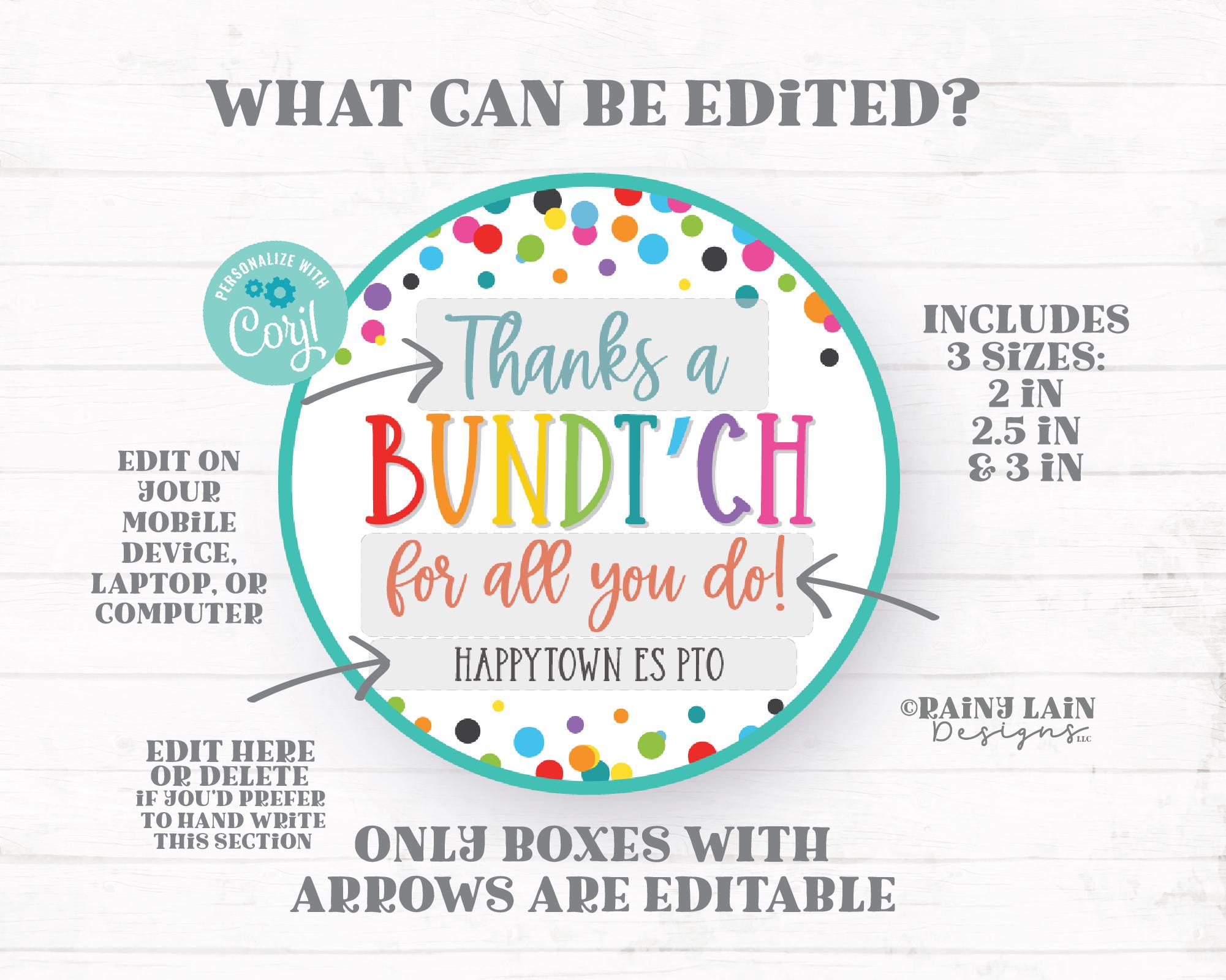 Thanks a Bundt-ch for All You Do Tag Bundt Cake Gift Bundt'ch ...