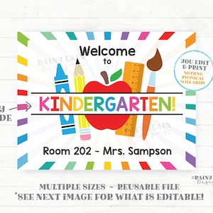 Classroom Welcome Sign, Any Grade, Classroom Decoration, Printable Teacher Name Sign, Editable, Personalized Poster Back to School Door Sign