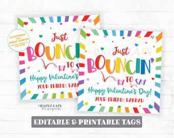 Bouncy Ball Valentine Tag, Editable Classroom Valentine Favor Printable