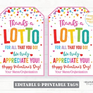 Grazie Lotto per tutto quello che fai Tag, regalo della lotteria, download di San Valentino, apprezzamento del personale Amico collega di lavoro Insegnante di classe Non-caramella