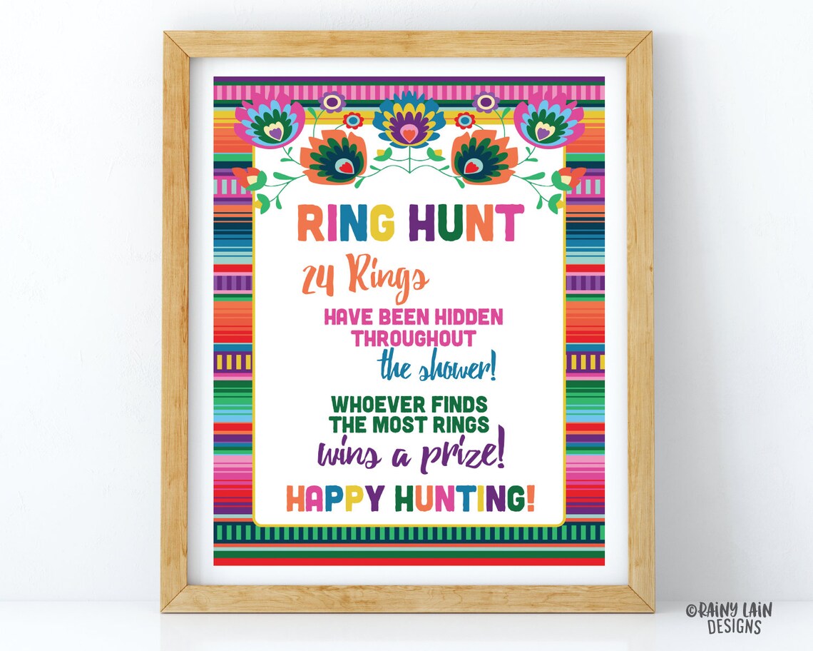 Ring Hunt Game Fiesta Bridal Shower Games Ring Game Sign Etsy