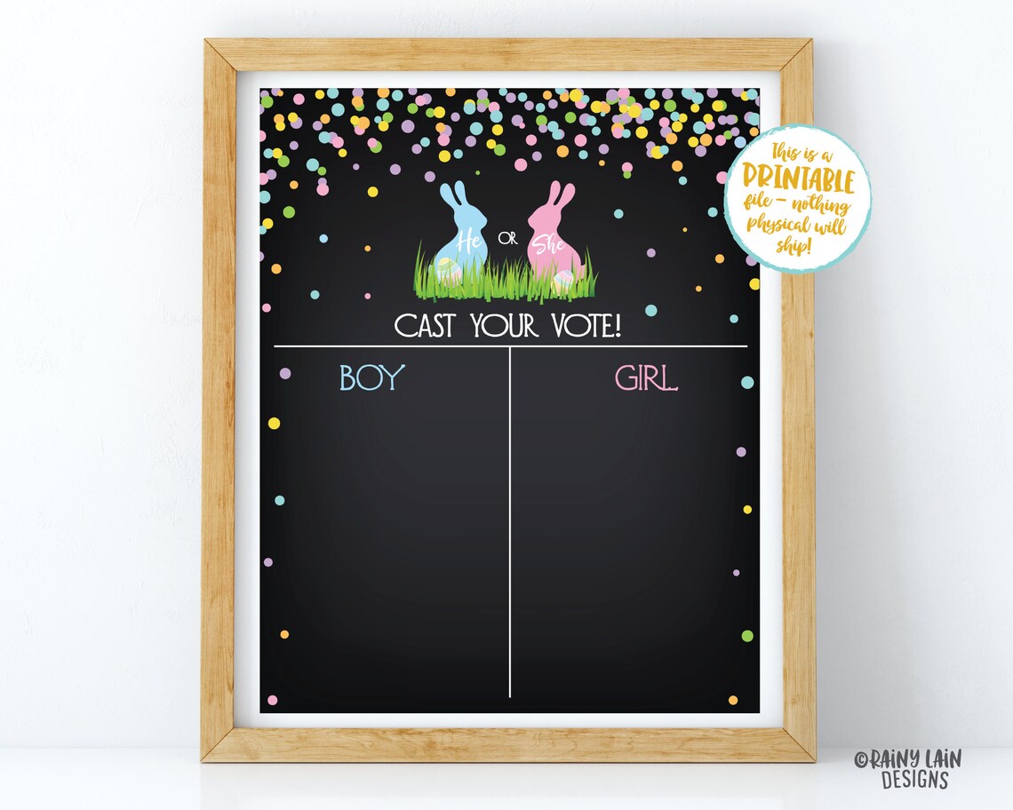 Easter Gender Reveal Signs Bunny Gender Reveal Party Pack Etsy