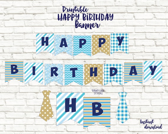 Boy 1st Birthday Happy Birthday Banner Boy First Birthday Etsy