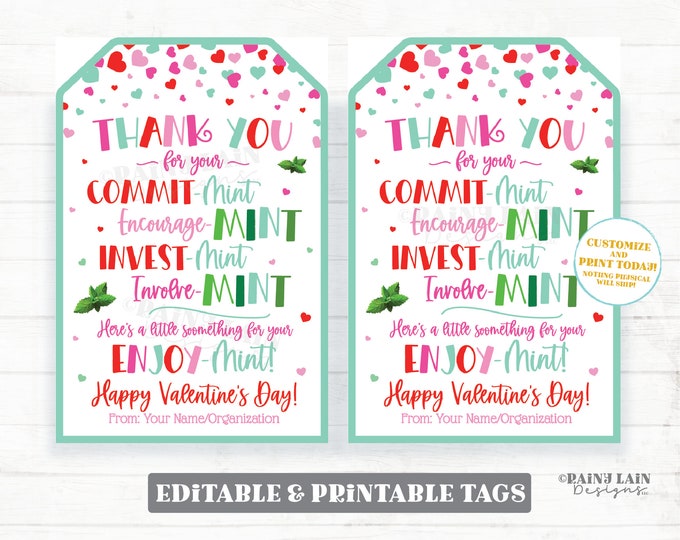 Thank You for Your Commitment Gift Tag, Boss Mint Gift Tag, Volunteer ...