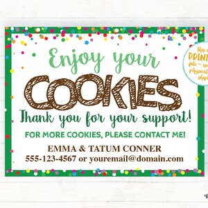 Bearbeitbare Danksagungen, Cookie Dankeschön, Dankeskarte, Cookie Booth druckbare Cookie druckbare Cookie Verkäufe danke