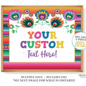 Editable Fiesta Sign Serape Custom Printable Fiesta Sign Decorations Theme Welcome Fiesta Ideas Poster Banner Birthday Shower Graduation