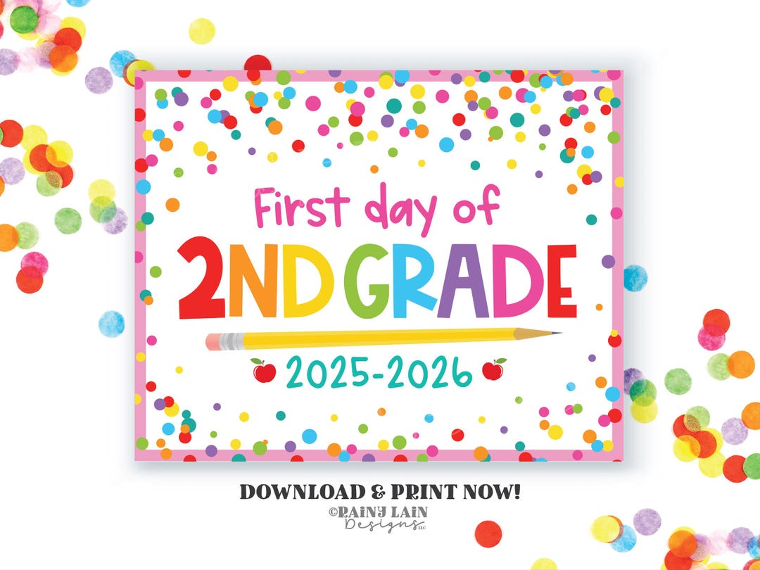 First Day of 2nd Grade Sign, Downloadable Back to School Picture Sign ...