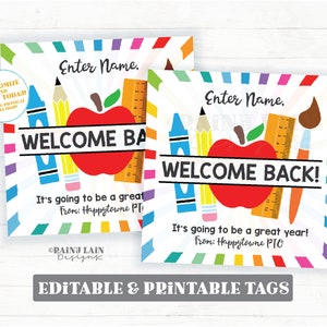 Welcome Back to School Gift Tag First Day of School Teacher Staff Printable Student From Teacher PTO Classroom Preschool 1st 2nd any grade