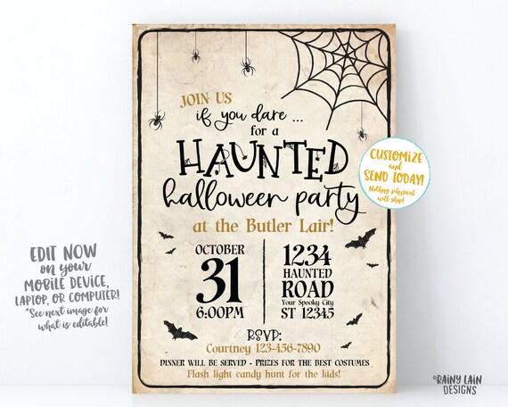 Haunted Halloween Party Invitation Haunted Invitation | Etsy