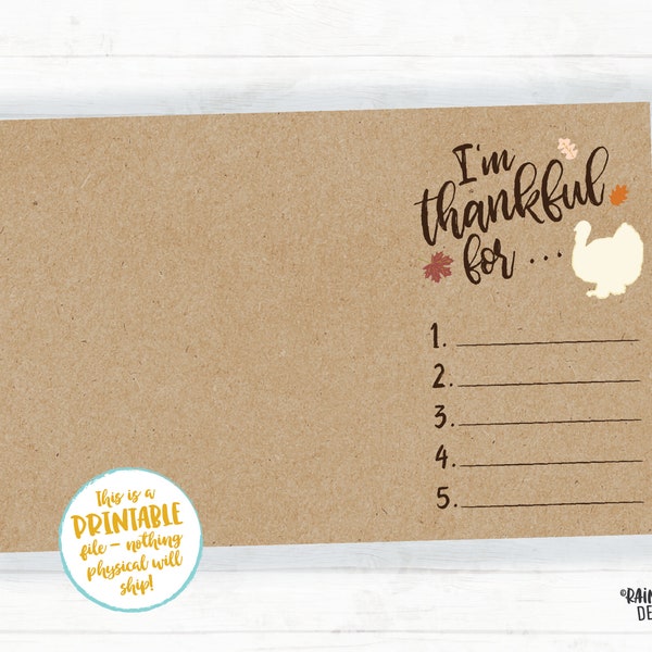 Thanksgiving Placemat, I'm Thankful For Placemat, Printable Placemat, Turkey Placemat, Thankful Placemat, Faux Craft Paper, DIY, Leaves