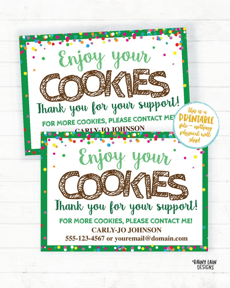 Editable Thank You Notes Cookie Thank You Note Thank You Etsy