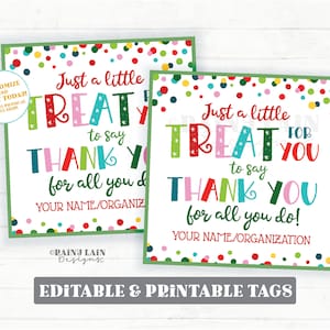 Christmas Treat Tag Sweets for You to Say Thank you for all You Do Gift Holiday Appreciation Homemade Employee Company Teacher Staff PTO